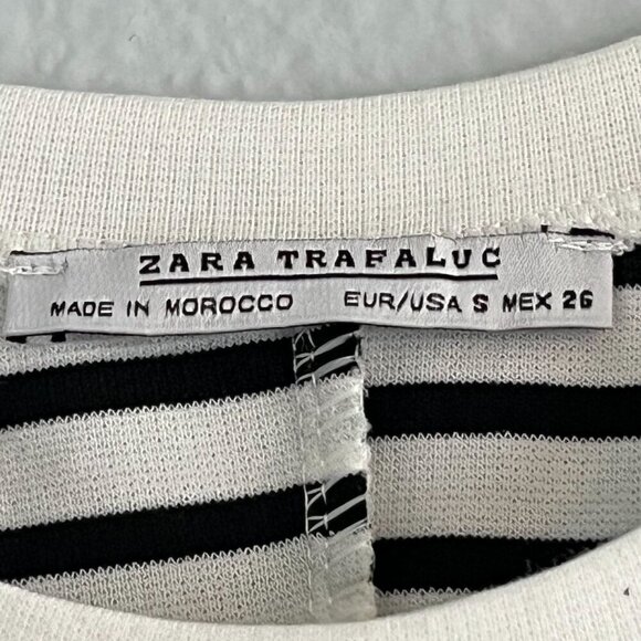 Zara Black and White Stripe Crew Neck Sleeveless Mini Shift Dress Preppy Size S - Picture 4 of 8